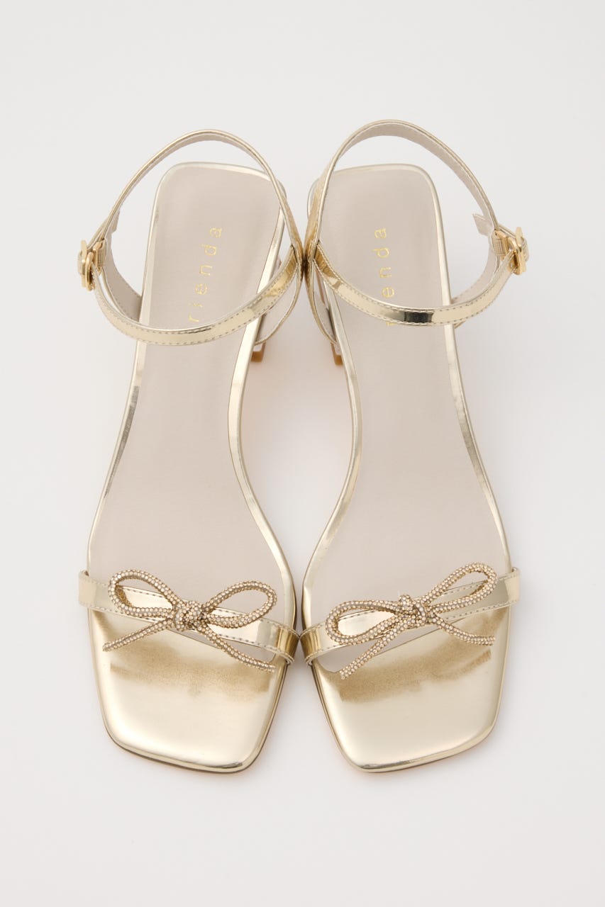 ビジューリボンクリアヒールサンダル GLD M