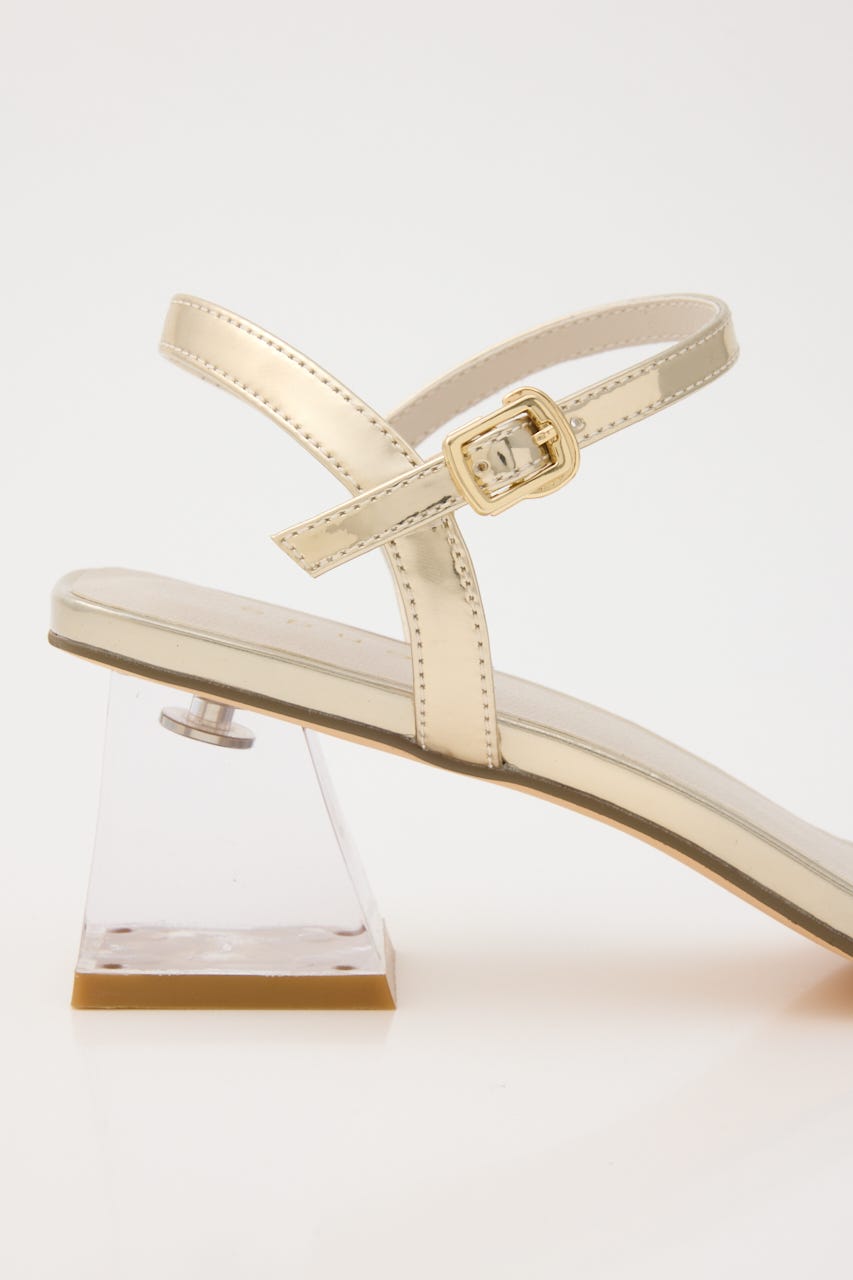 ビジューリボンクリアヒールサンダル GLD M