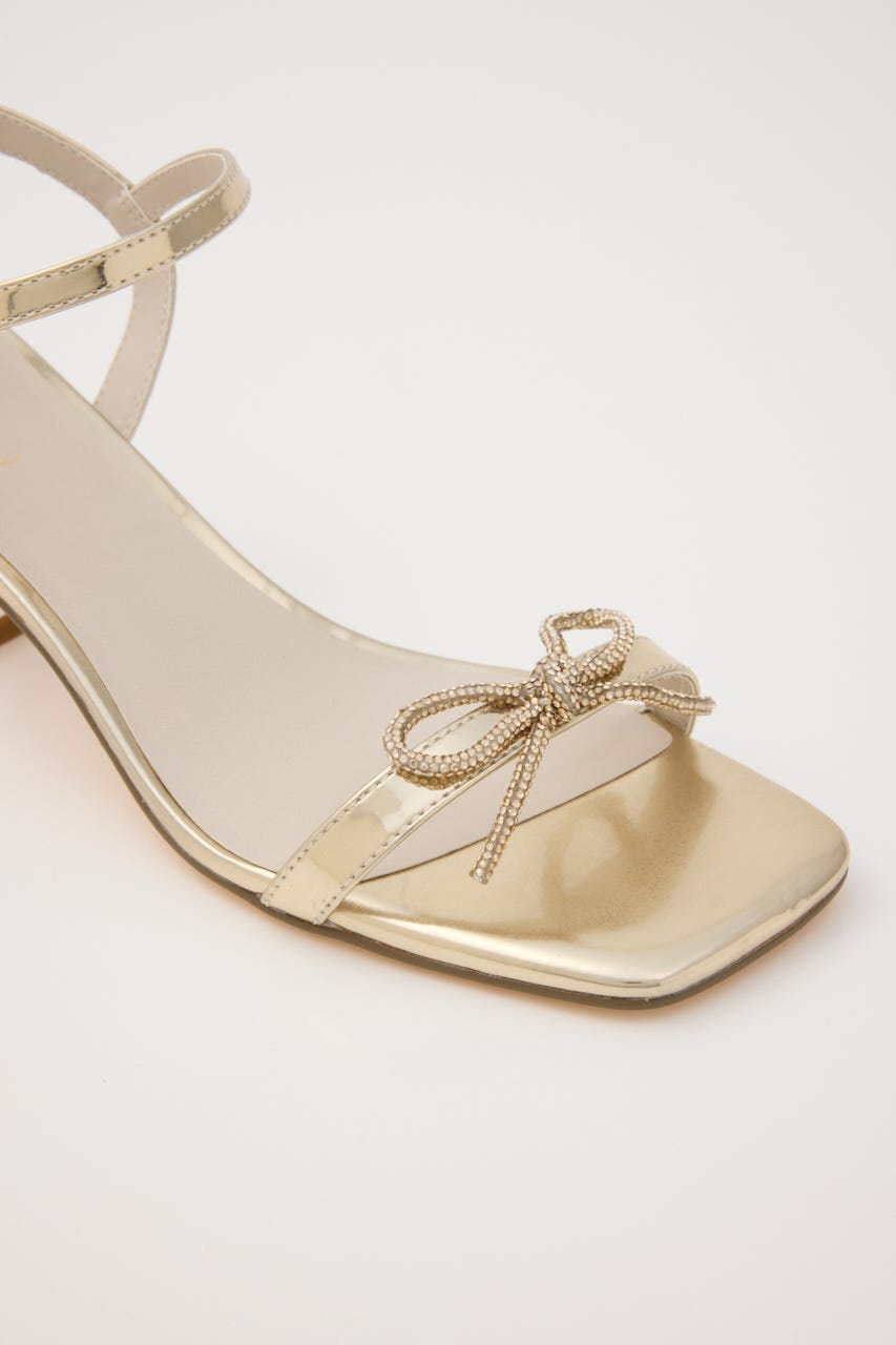 ビジューリボンクリアヒールサンダル GLD M