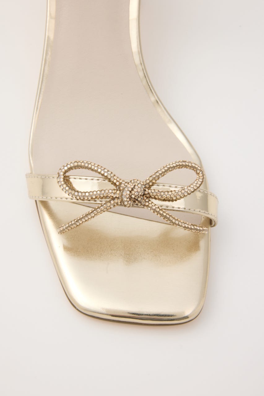 ビジューリボンクリアヒールサンダル GLD M