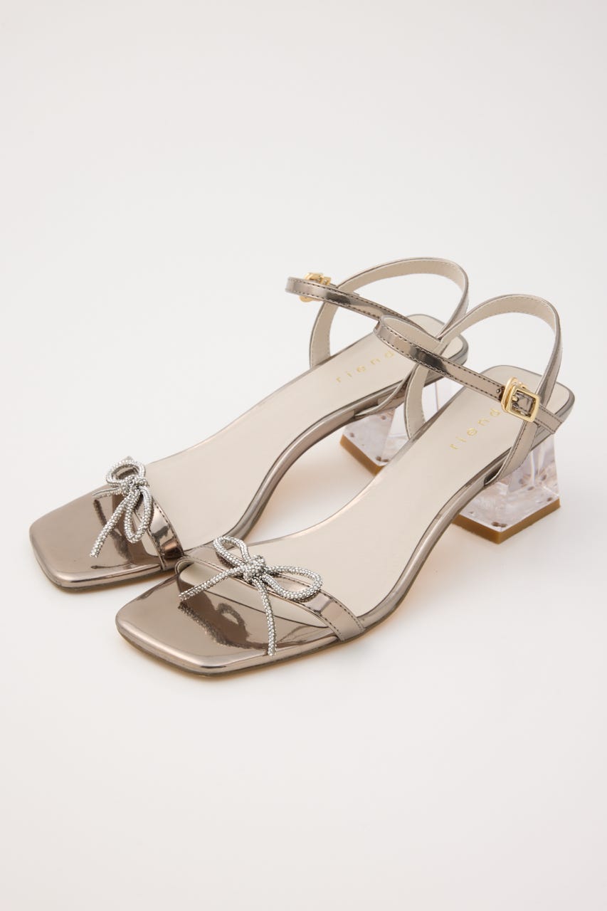 ビジューリボンクリアヒールサンダル SLV S