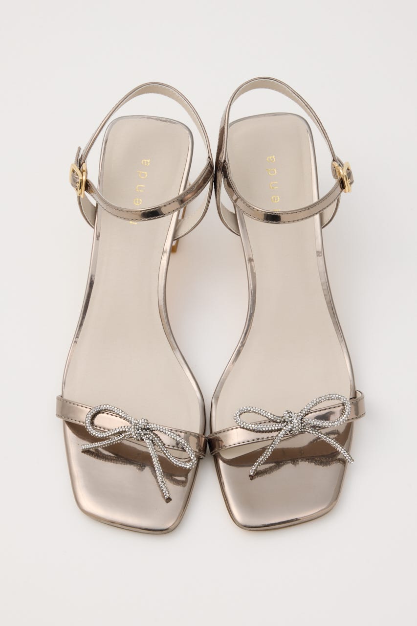 ビジューリボンクリアヒールサンダル SLV S