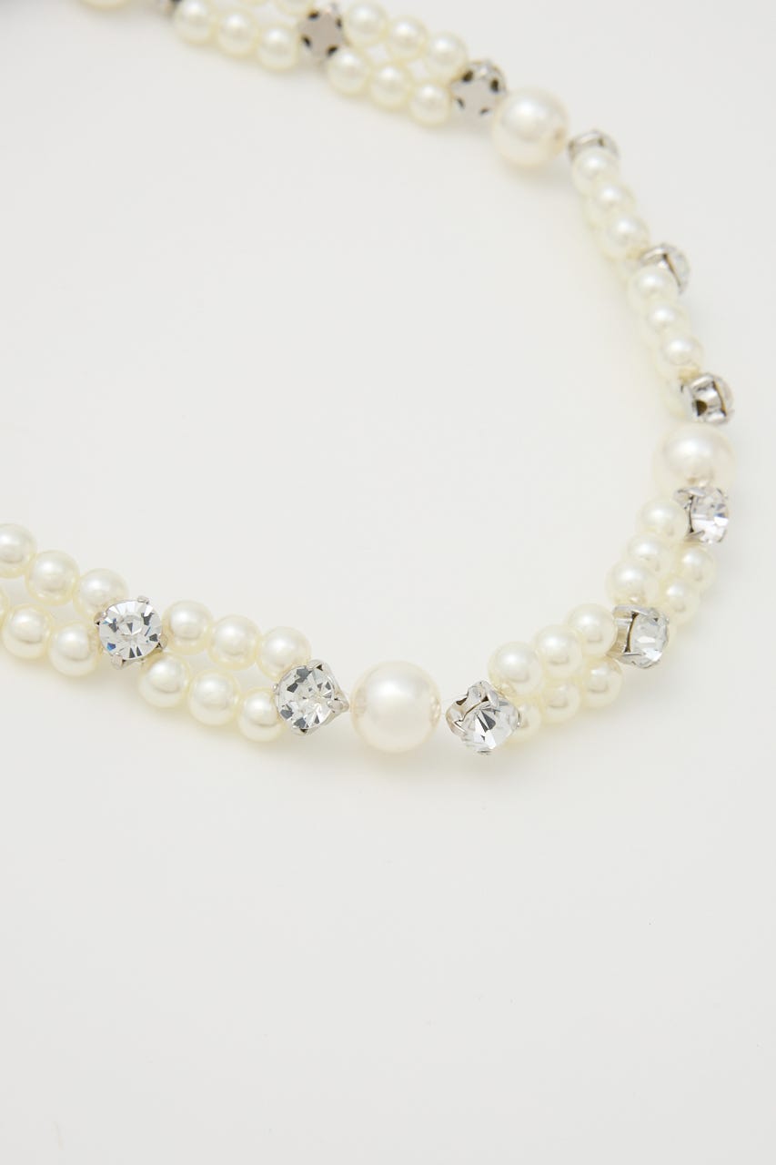 リボン付きフェイクパールチョーカー WHT FREE