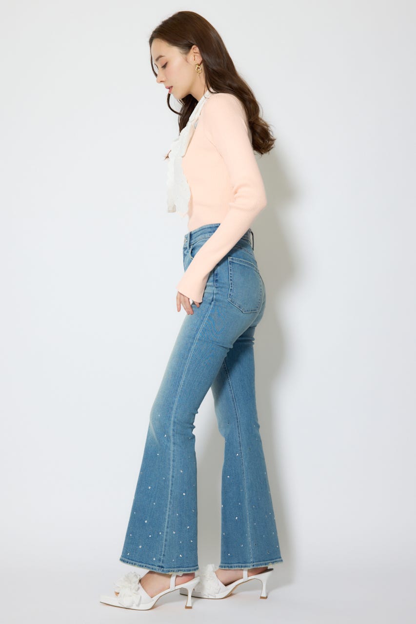 コットンレースリボンニットトップス PNK FREE