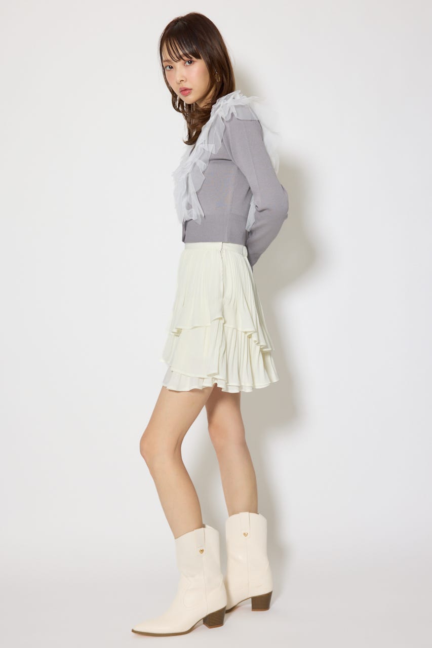 フリルチュールニットカーディガン GRY FREE