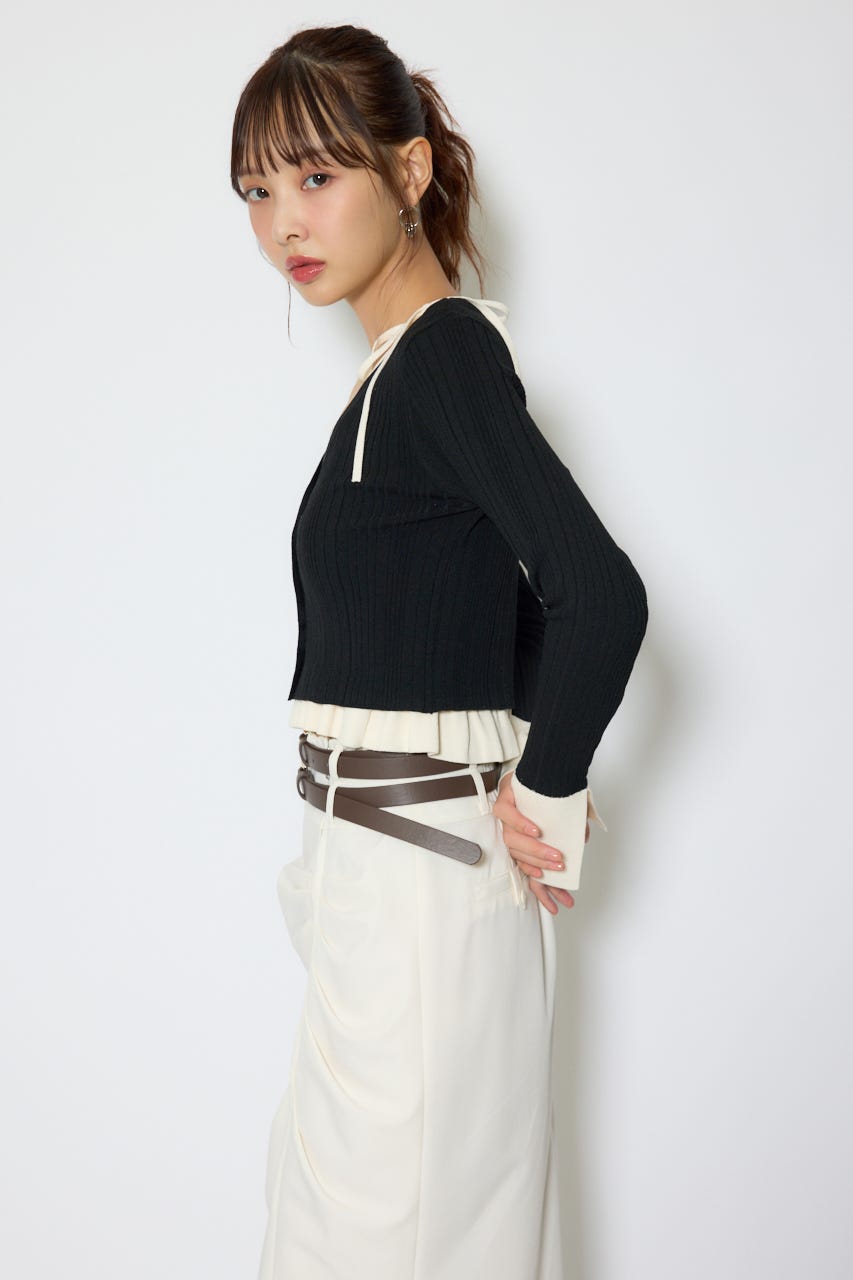 【1/25(日)23:59までSS先行予約会対象アイテム】ペプラムキャミセットニットカーディガン BLK FREE
