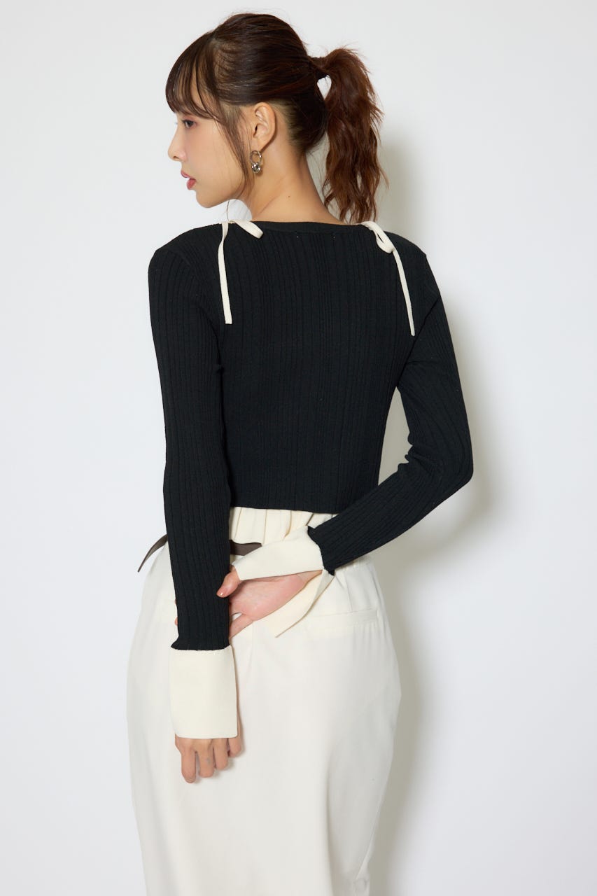 【1/25(日)23:59までSS先行予約会対象アイテム】ペプラムキャミセットニットカーディガン BLK FREE