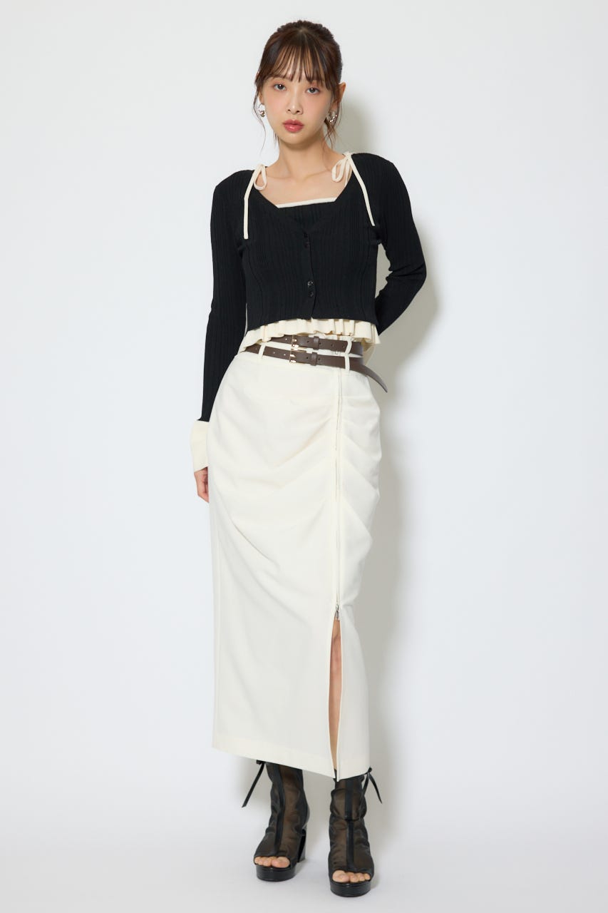 【1/25(日)23:59までSS先行予約会対象アイテム】ペプラムキャミセットニットカーディガン BLK FREE