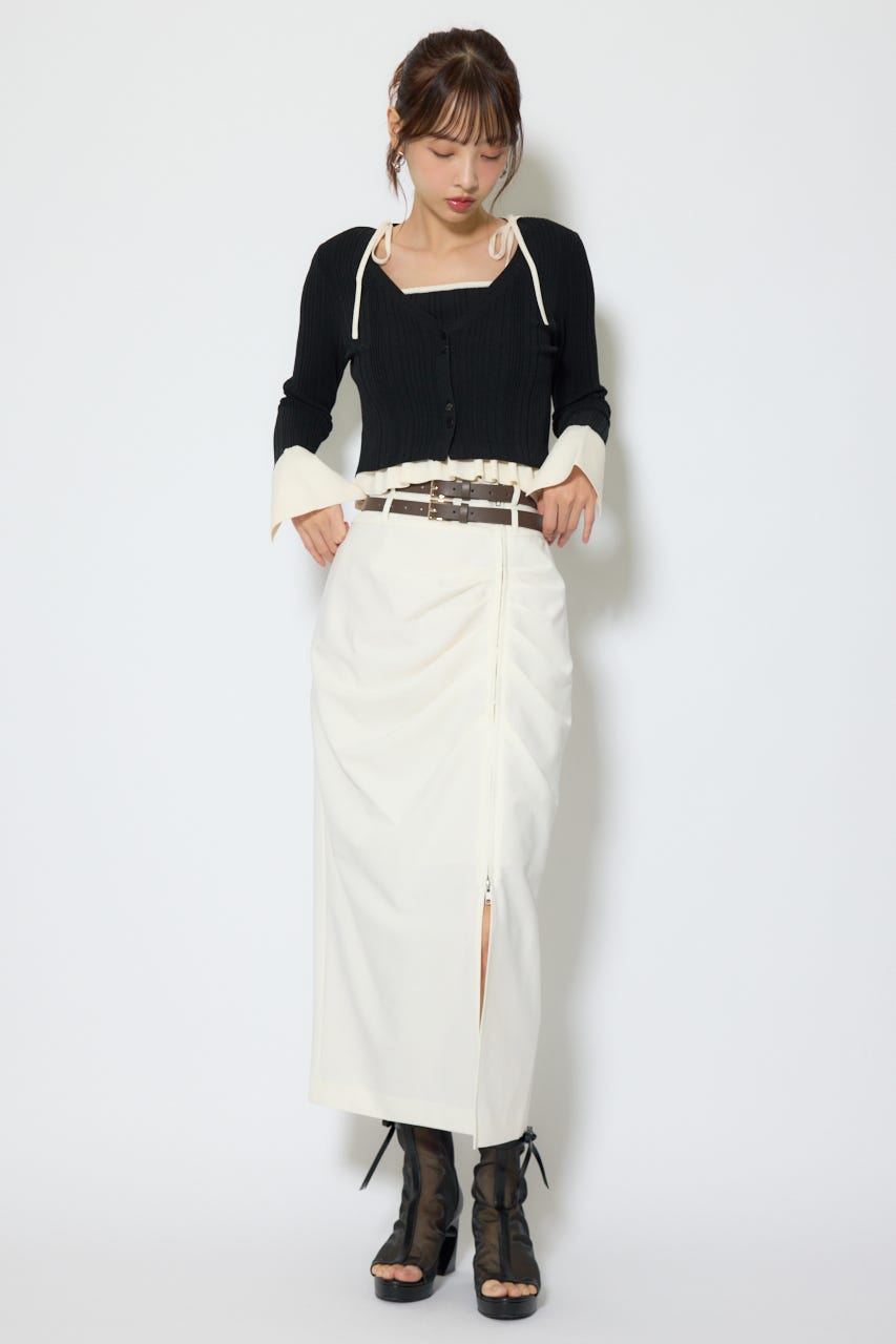 【1/25(日)23:59までSS先行予約会対象アイテム】ペプラムキャミセットニットカーディガン BLK FREE