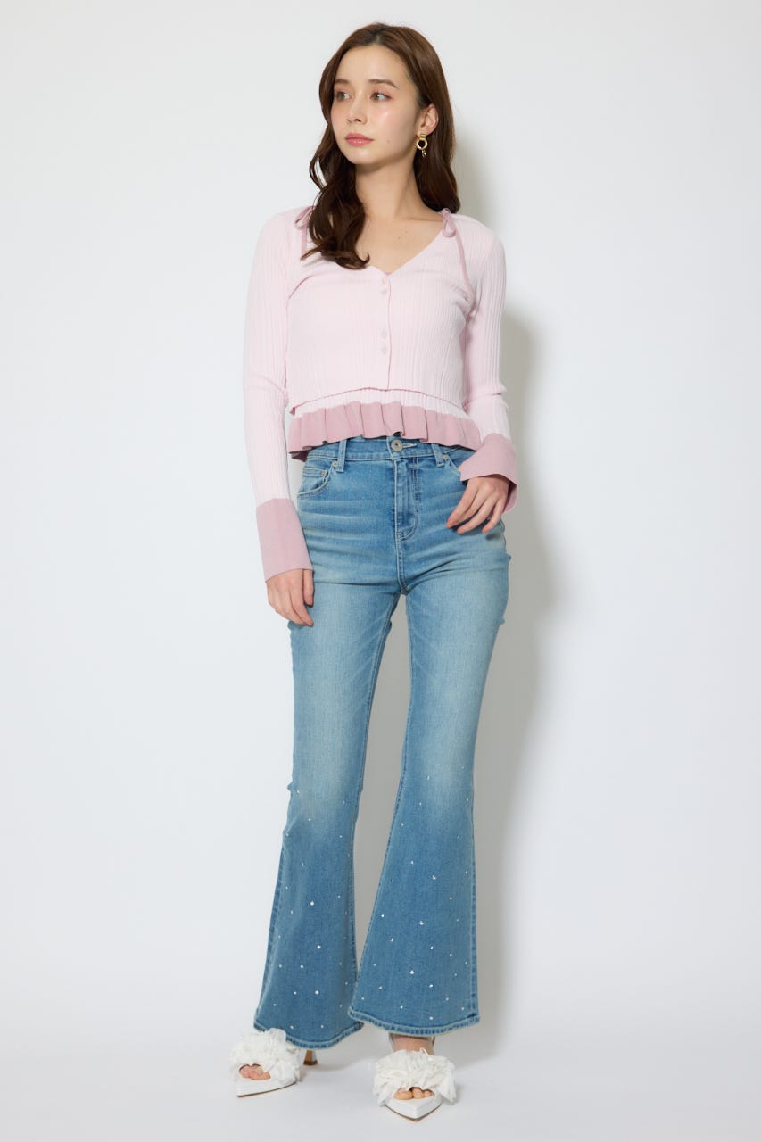 【1/25(日)23:59までSS先行予約会対象アイテム】ペプラムキャミセットニットカーディガン L/PNK FREE