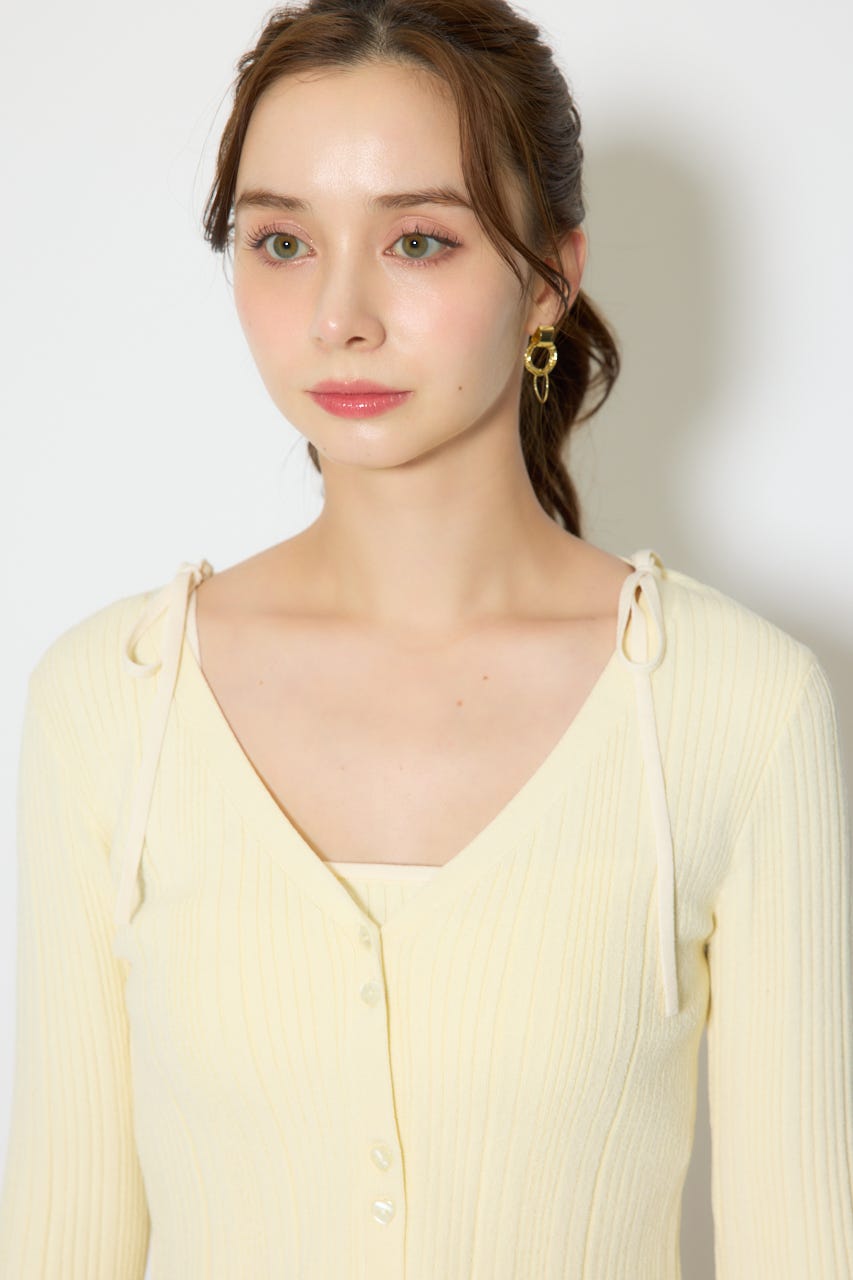 【1/25(日)23:59までSS先行予約会対象アイテム】ペプラムキャミセットニットカーディガン YEL FREE