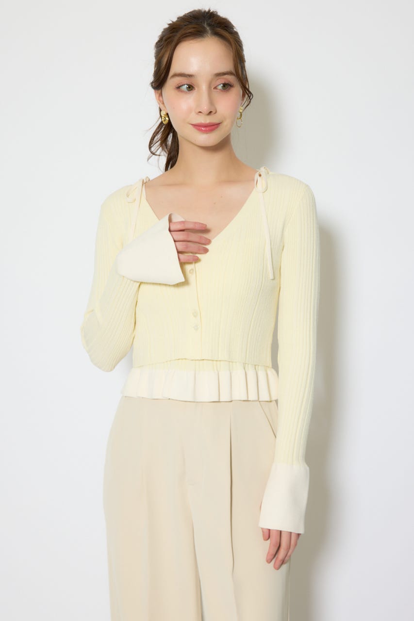 【1/25(日)23:59までSS先行予約会対象アイテム】ペプラムキャミセットニットカーディガン YEL FREE