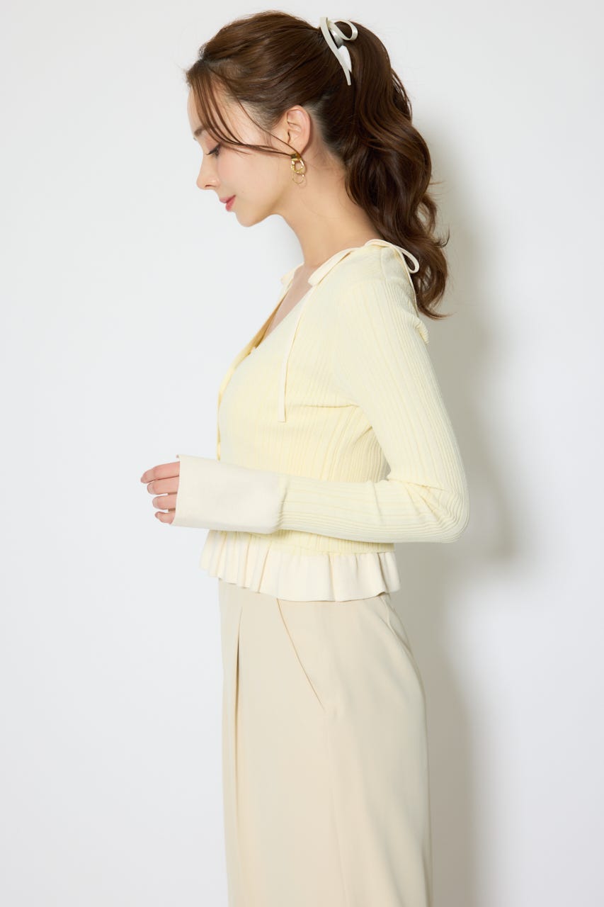 【1/25(日)23:59までSS先行予約会対象アイテム】ペプラムキャミセットニットカーディガン YEL FREE