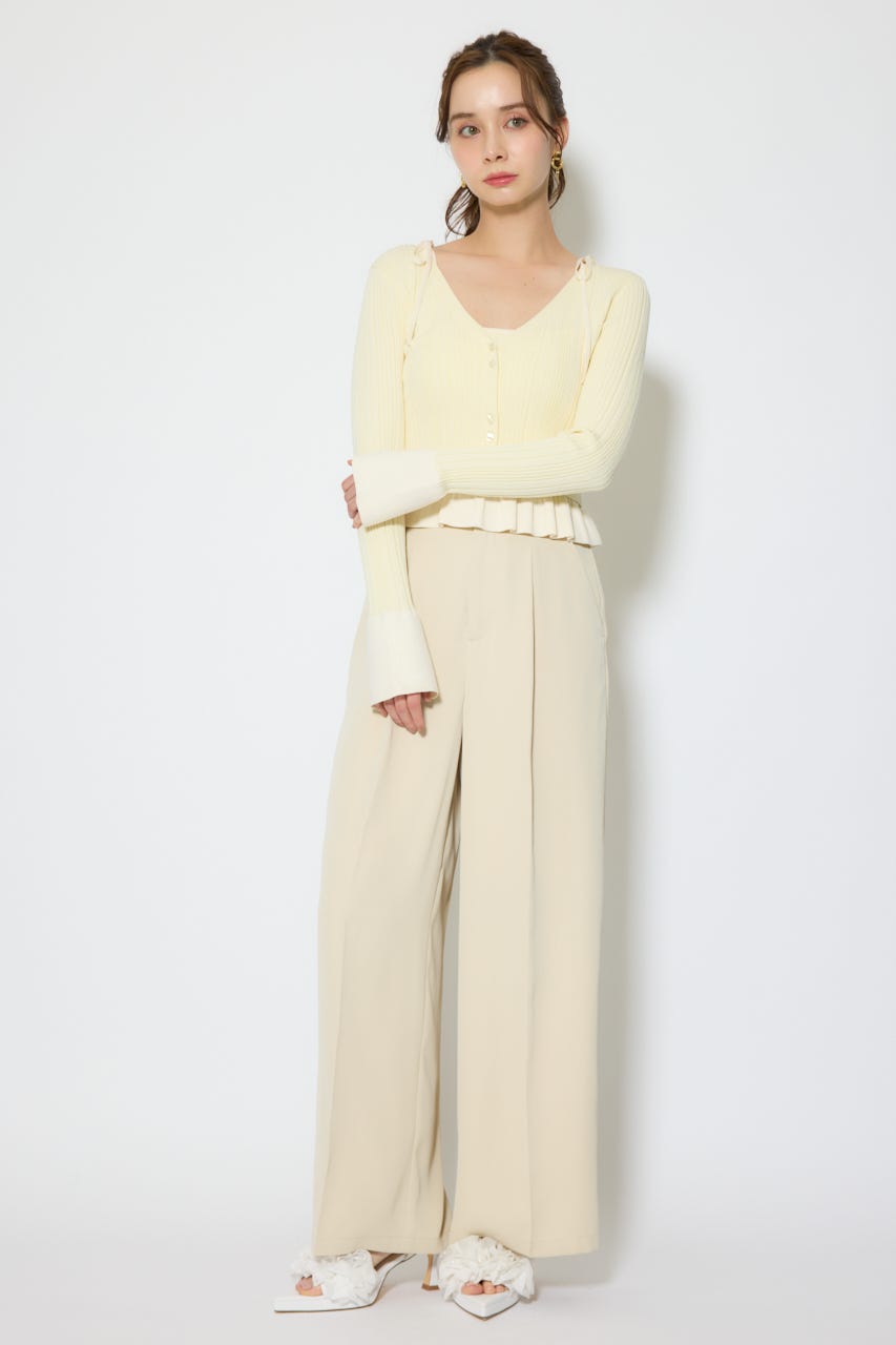 【1/25(日)23:59までSS先行予約会対象アイテム】ペプラムキャミセットニットカーディガン YEL FREE