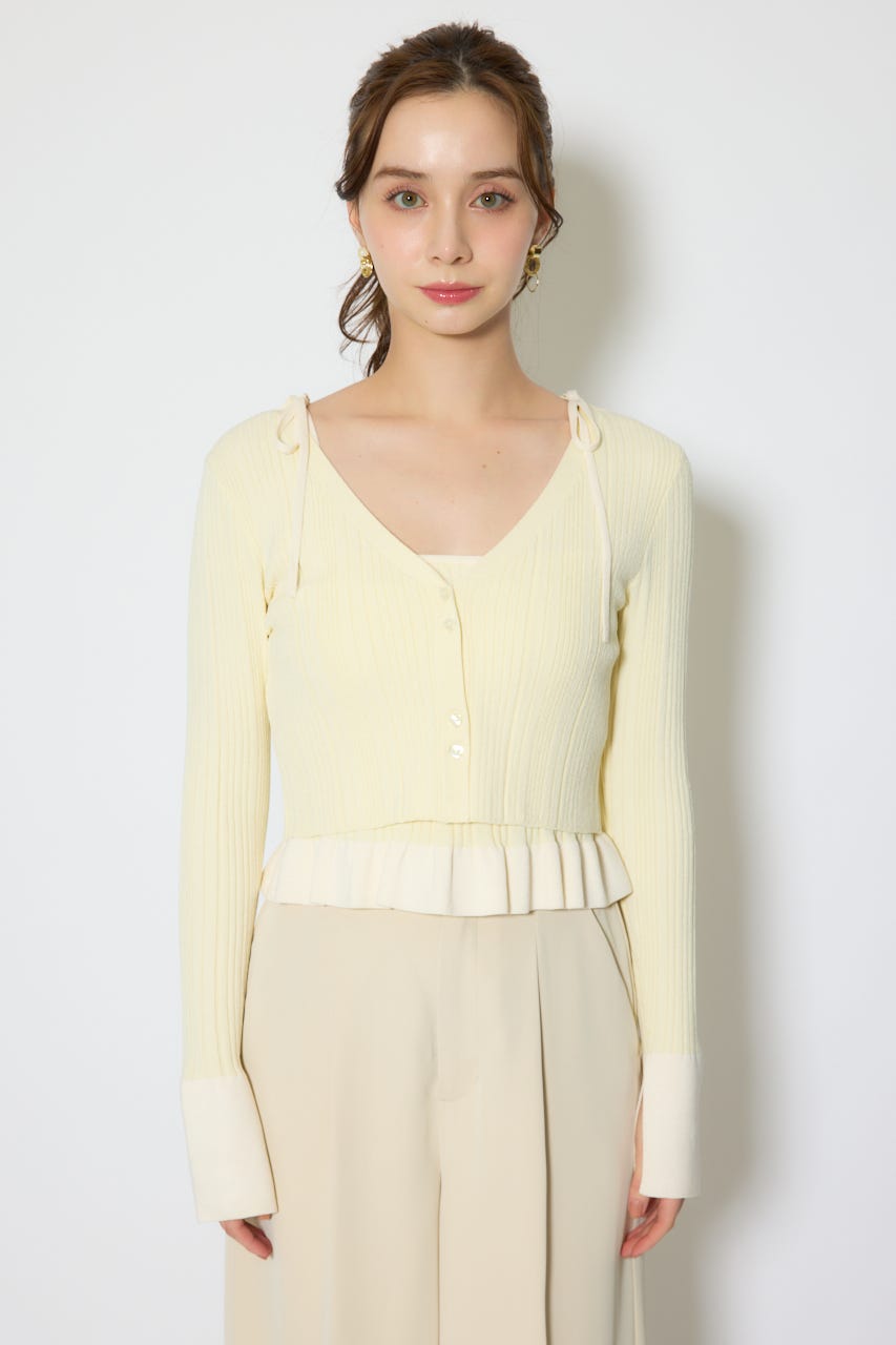 【1/25(日)23:59までSS先行予約会対象アイテム】ペプラムキャミセットニットカーディガン YEL FREE