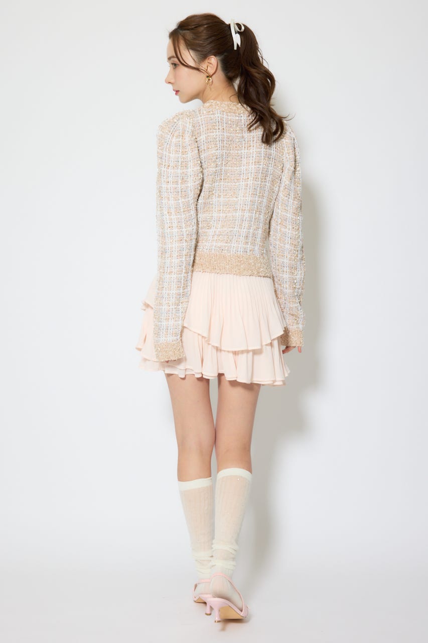 【1/25(日)23:59までSS先行予約会対象アイテム】ツイードニットカーディガントップス BEG FREE