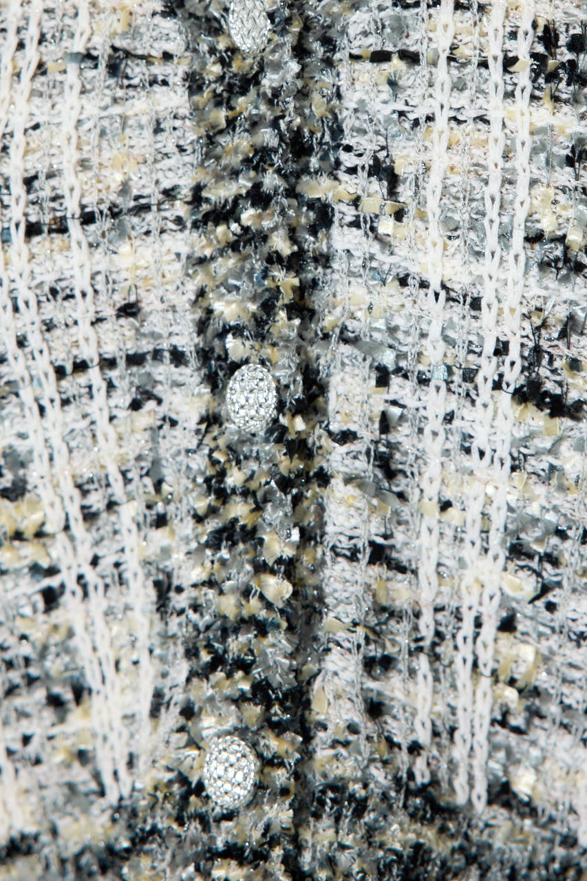 【1/25(日)23:59までSS先行予約会対象アイテム】ツイードニットカーディガントップス BLK FREE