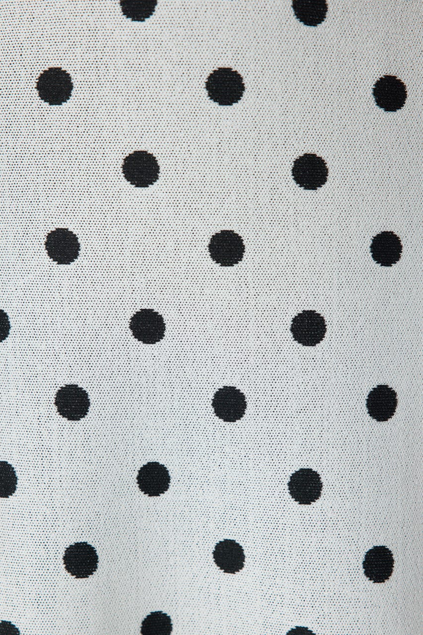 リボンデザインドットニットワンピース WHT FREE