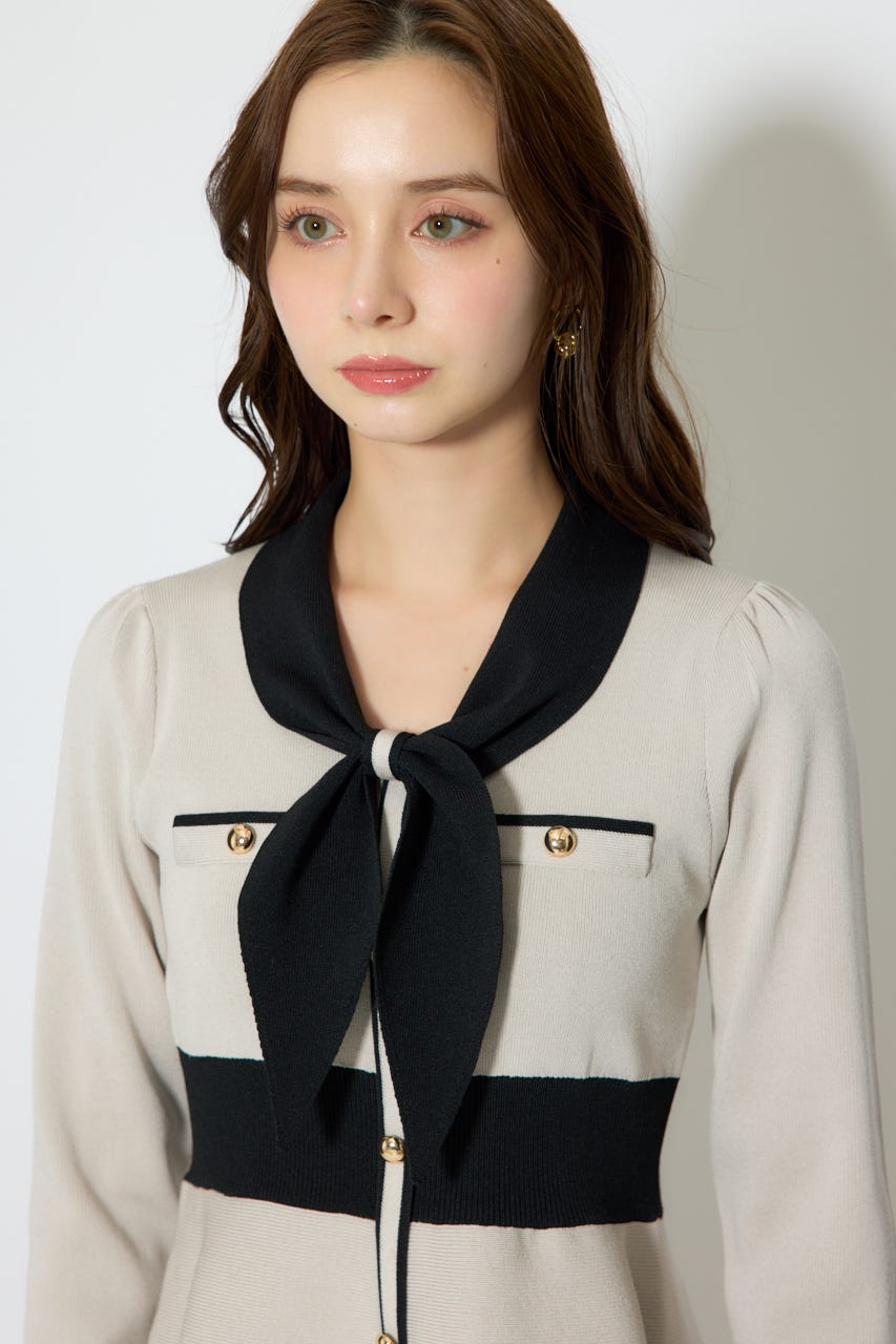 【1/25(日)23:59までSS先行予約会対象アイテム】バイカラーミニニットワンピース BEG FREE