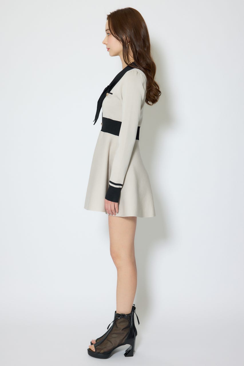 【1/25(日)23:59までSS先行予約会対象アイテム】バイカラーミニニットワンピース BEG FREE