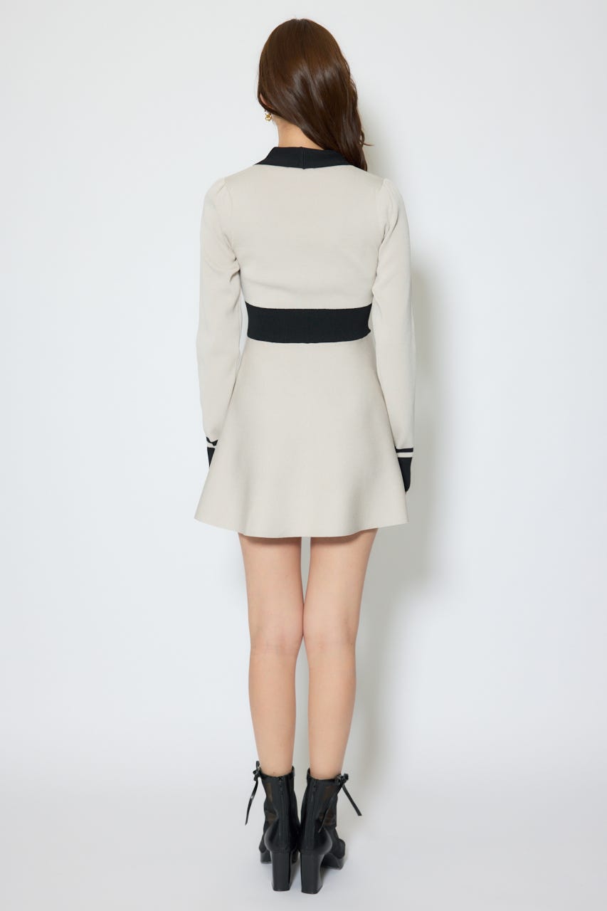 【1/25(日)23:59までSS先行予約会対象アイテム】バイカラーミニニットワンピース BEG FREE