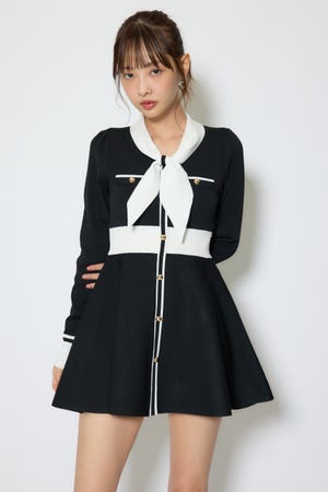 【1/25(日)23:59までSS先行予約会対象アイテム】バイカラーミニニットワンピース