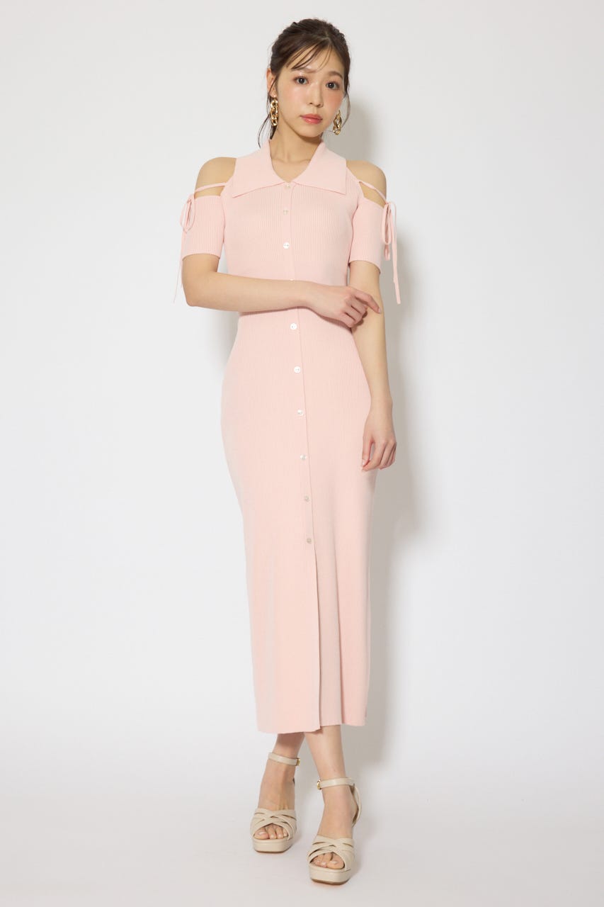 リボン付きアメスリニットワンピース PNK FREE