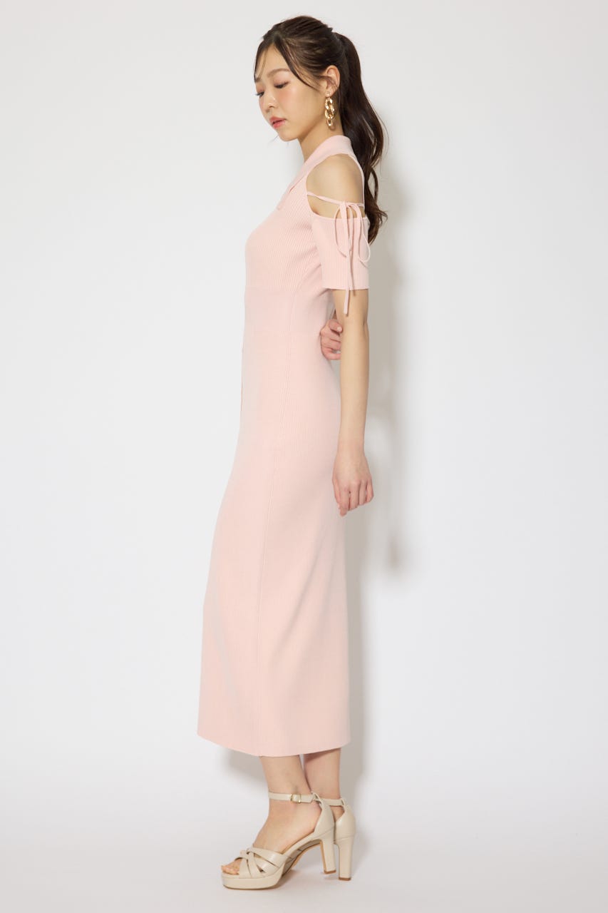 リボン付きアメスリニットワンピース PNK FREE