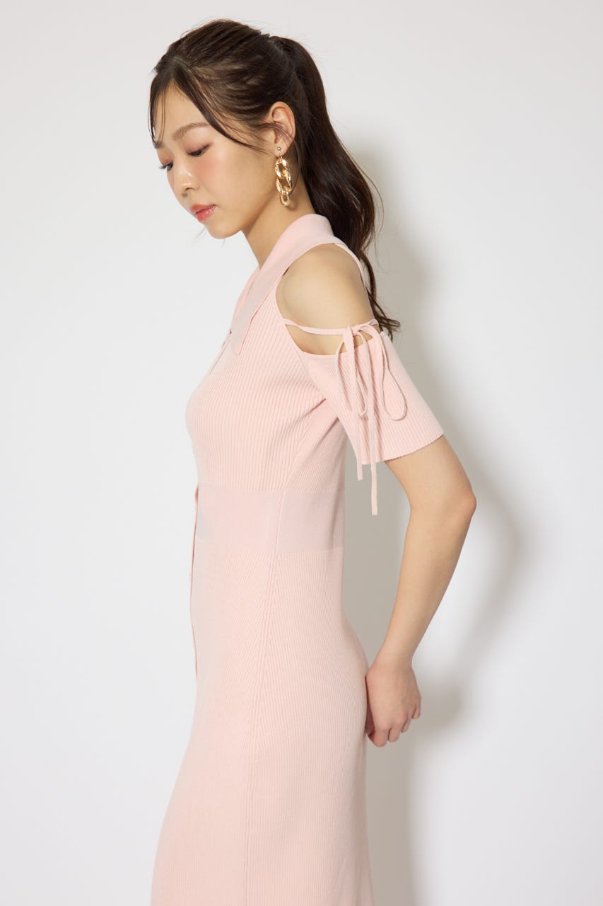 リボン付きアメスリニットワンピース PNK FREE