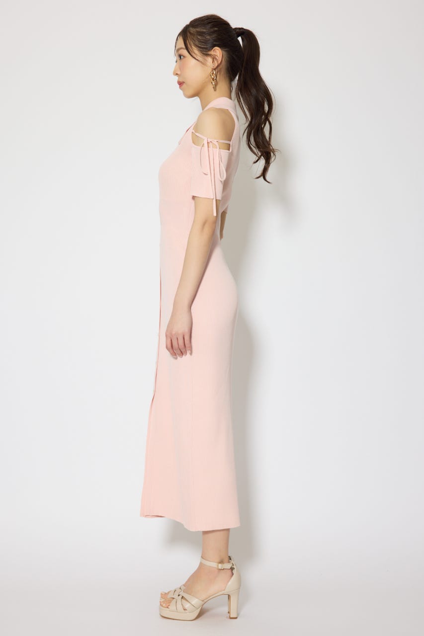 リボン付きアメスリニットワンピース PNK FREE