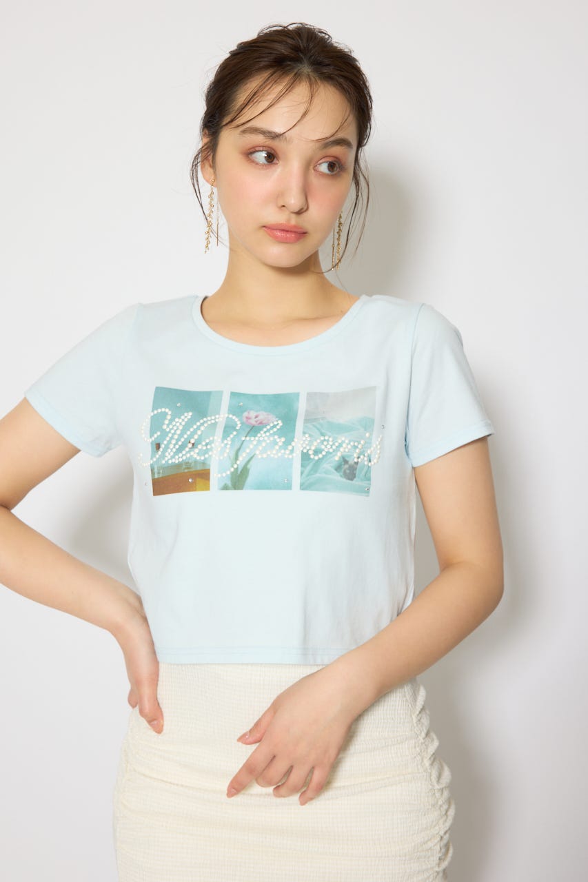 モチーフフォトショートTシャツ BLU FREE