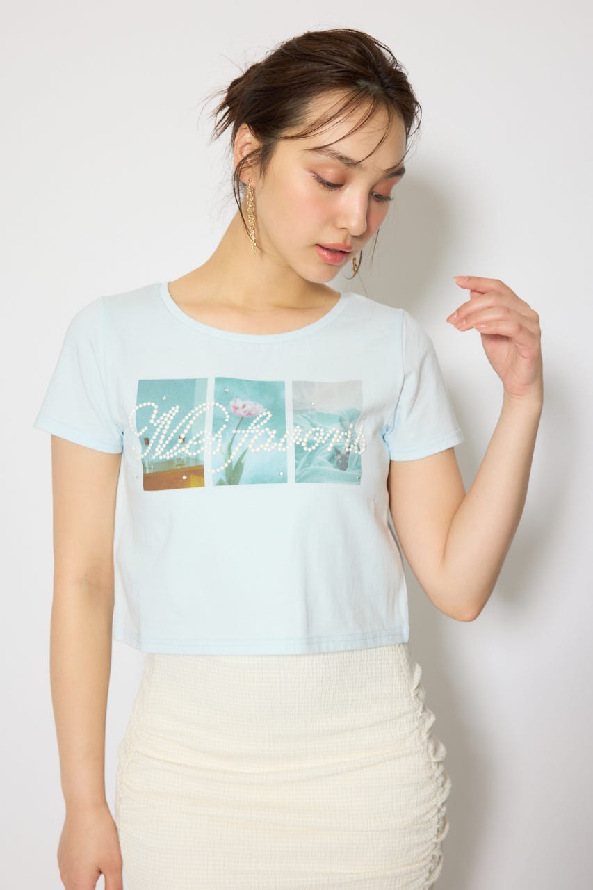 モチーフフォトショートTシャツ BLU FREE