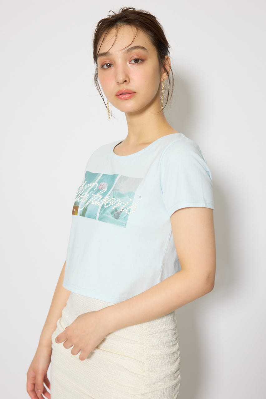 モチーフフォトショートTシャツ BLU FREE