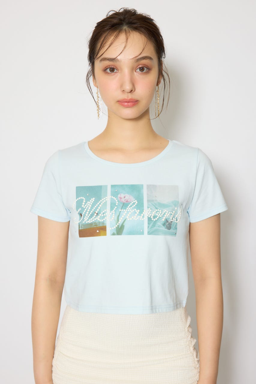 モチーフフォトショートTシャツ BLU FREE