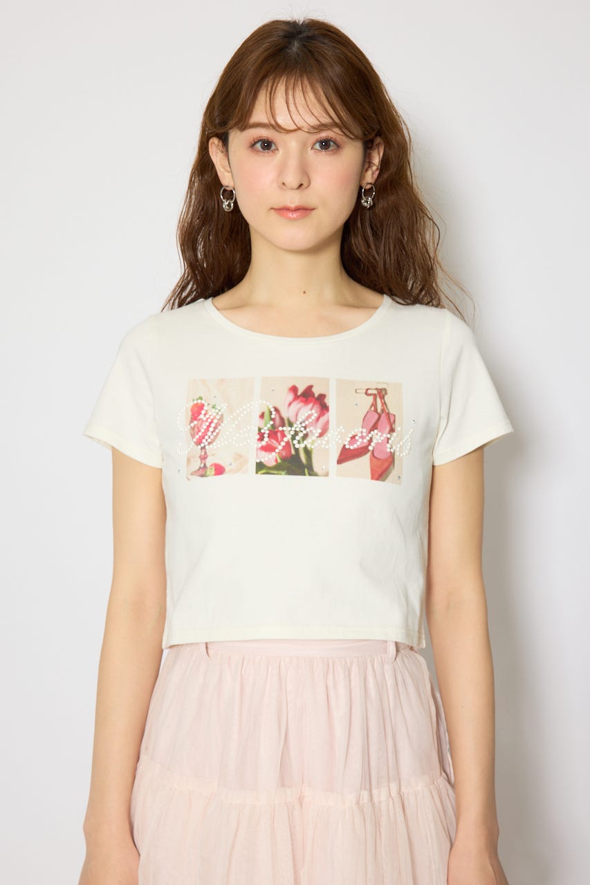 モチーフフォトショートTシャツ WHT FREE