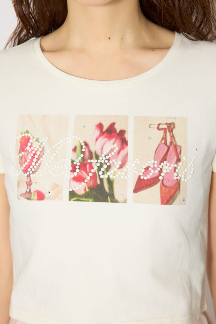 モチーフフォトショートTシャツ WHT FREE