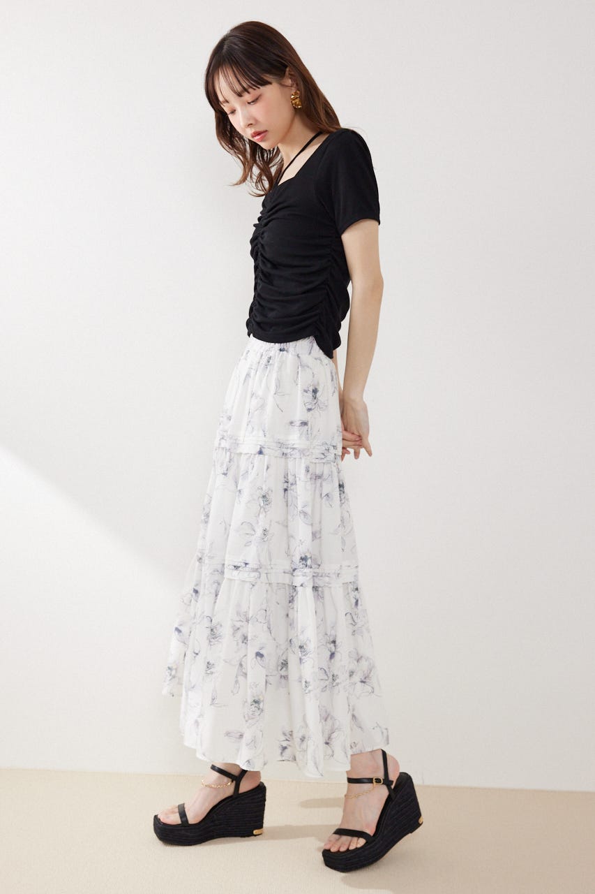 フロントギャザーカットトップス BLK FREE