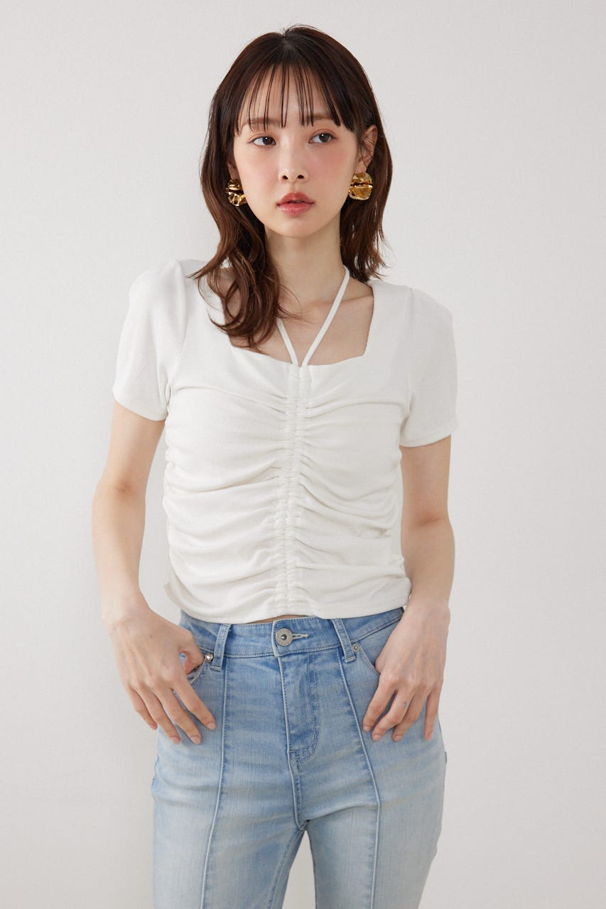 フロントギャザーカットトップス WHT FREE