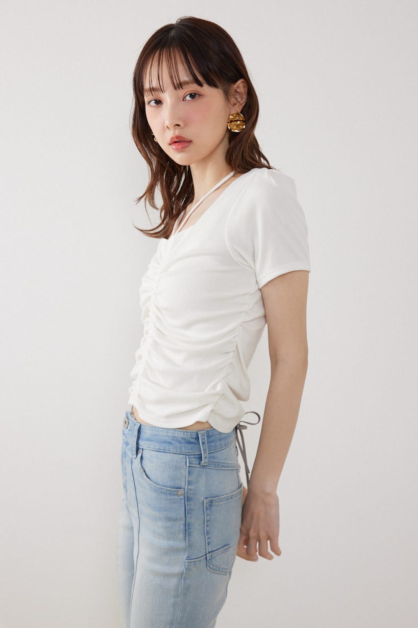 フロントギャザーカットトップス WHT FREE