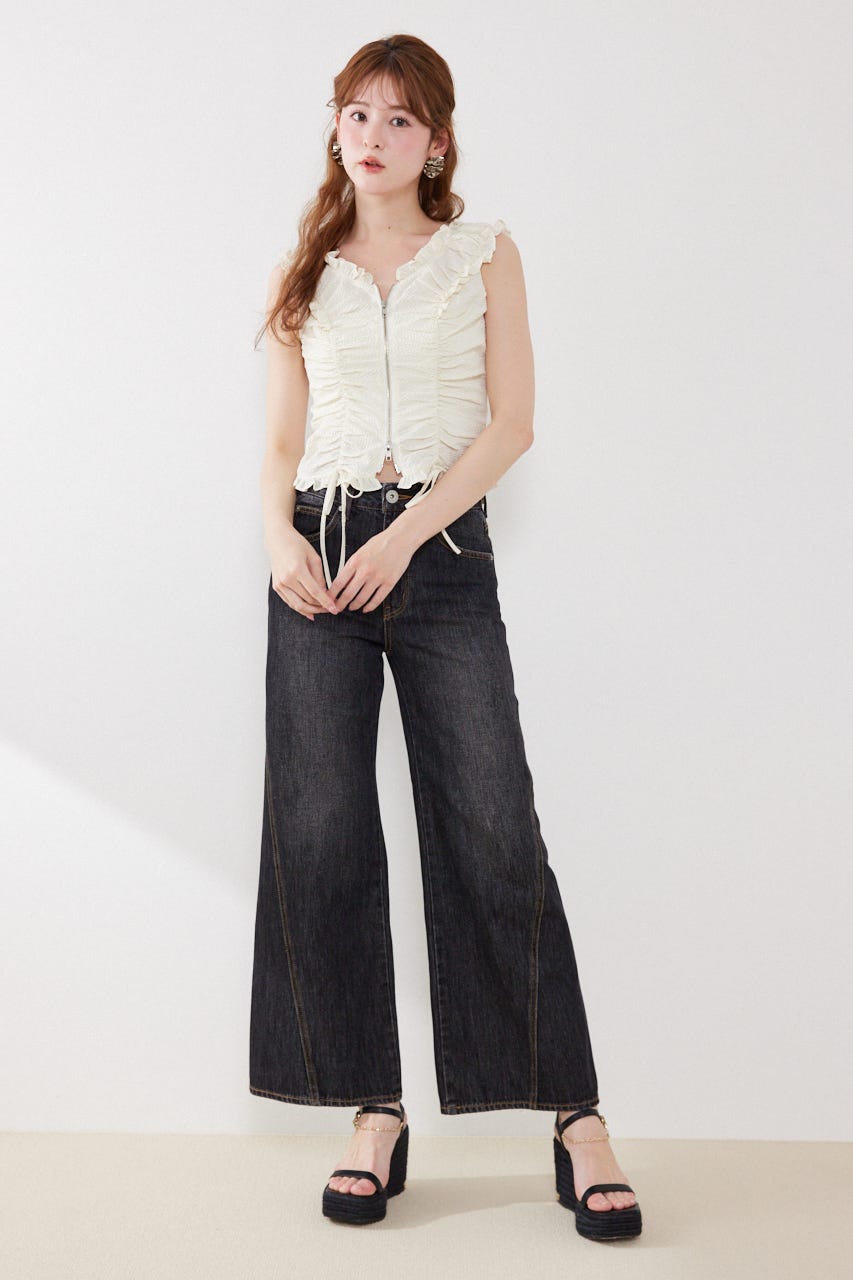 2WAYデニムワイドパンツ BLK XS