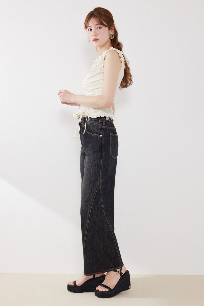 2WAYデニムワイドパンツ BLK XS