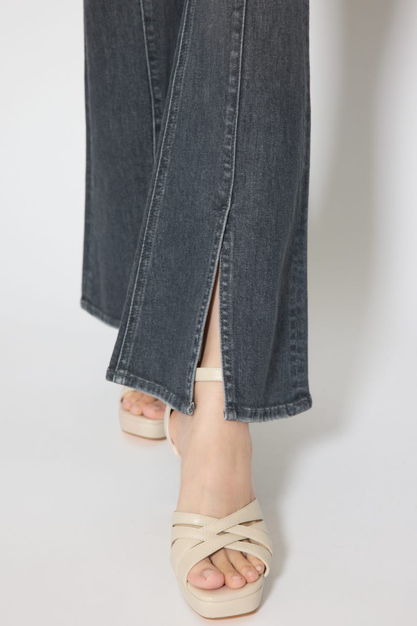 レースアップハイウエストデニムパンツ BLK M