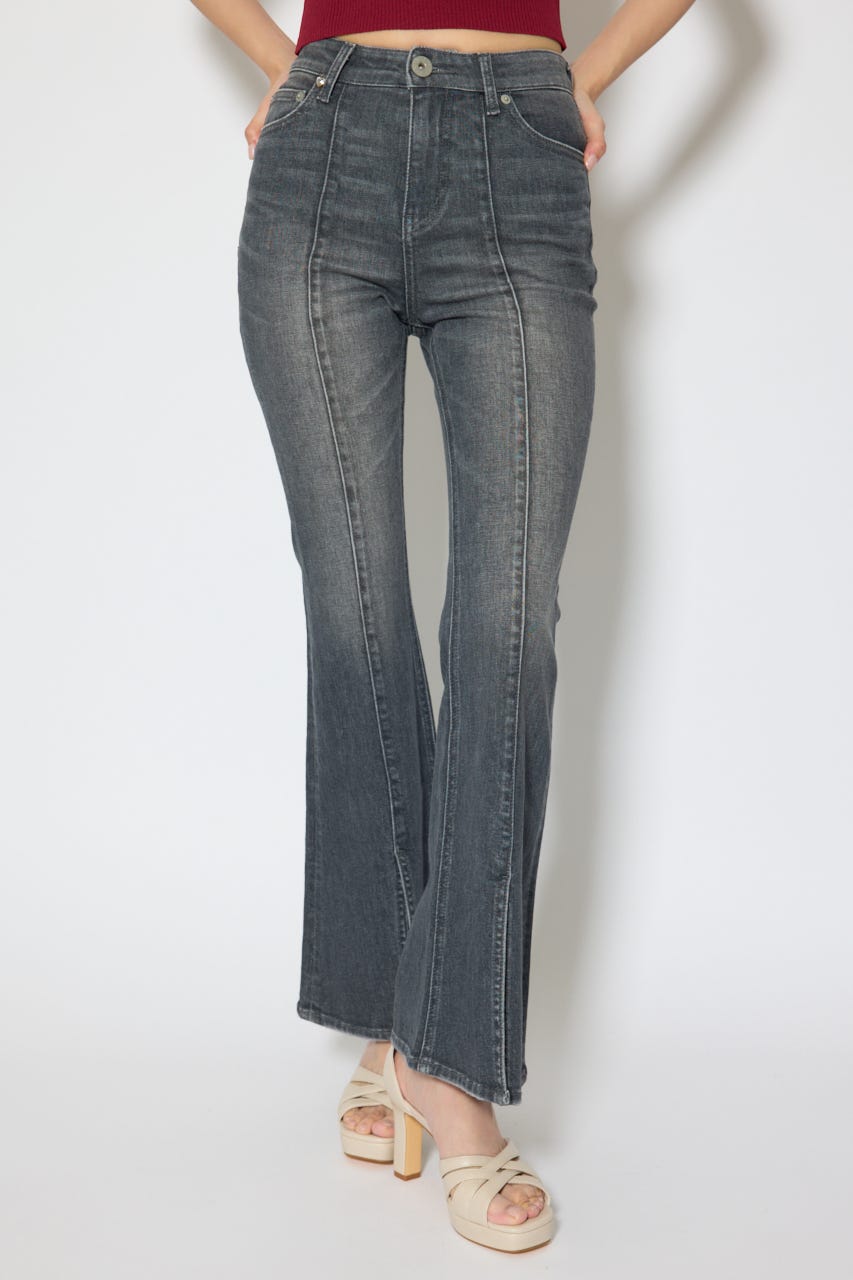 レースアップハイウエストデニムパンツ BLK M