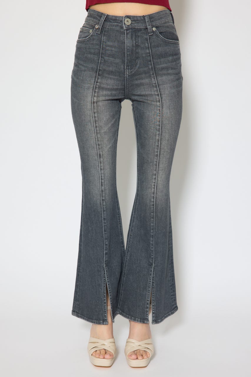 レースアップハイウエストデニムパンツ BLK M