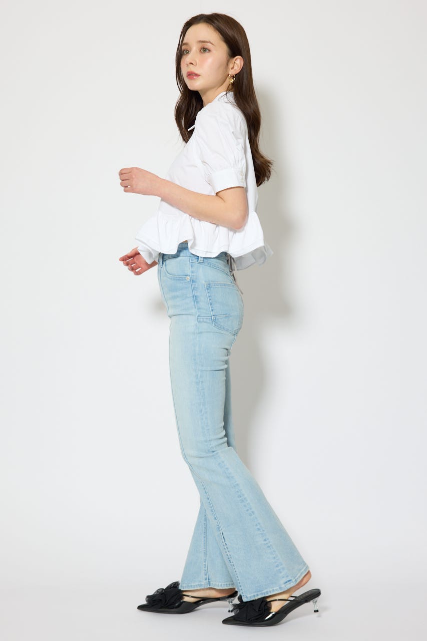 レースアップハイウエストデニムパンツ L/BLU S