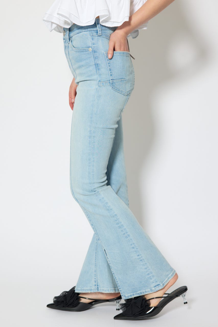 レースアップハイウエストデニムパンツ L/BLU S