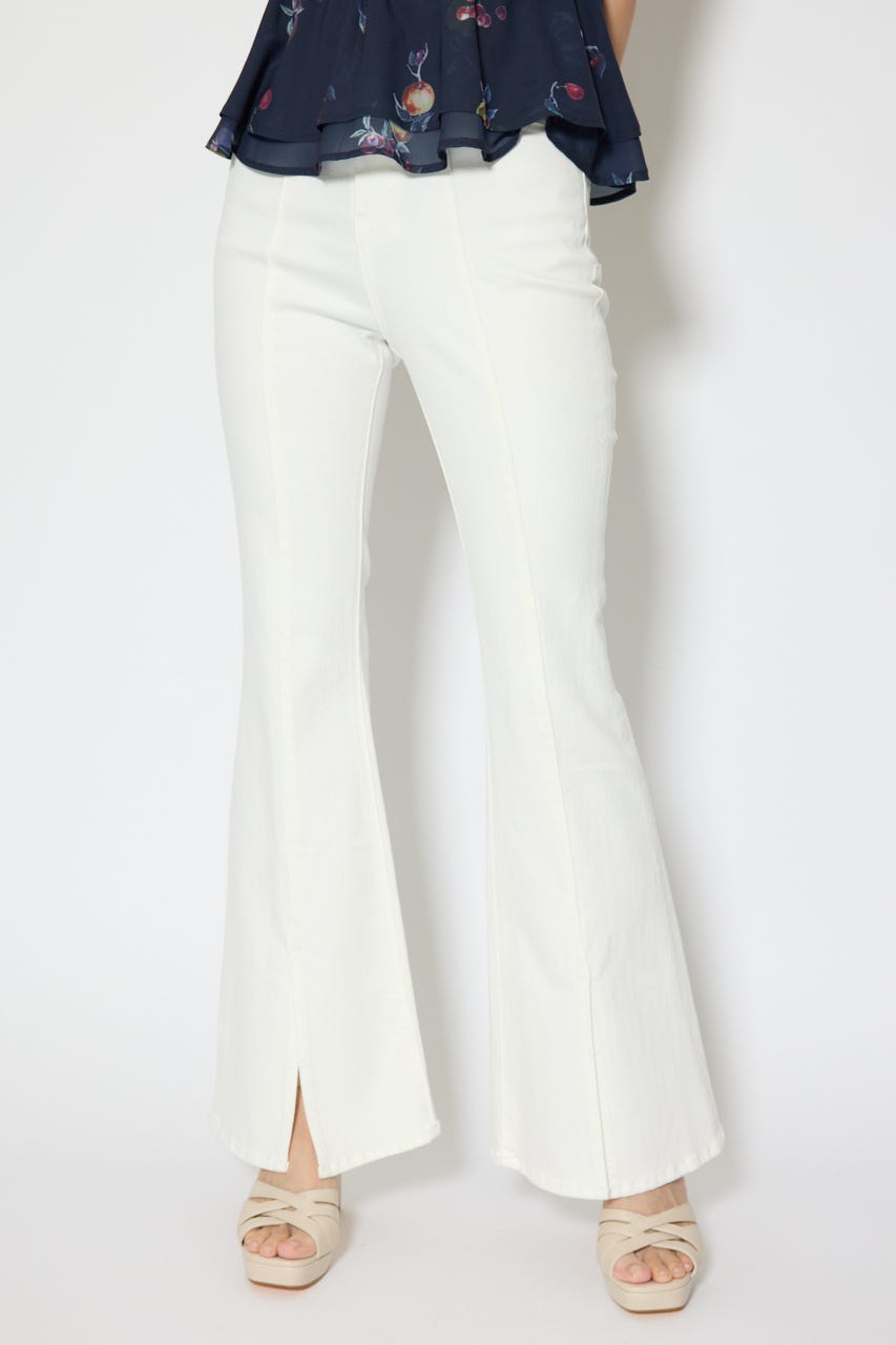 レースアップハイウエストデニムパンツ WHT XS