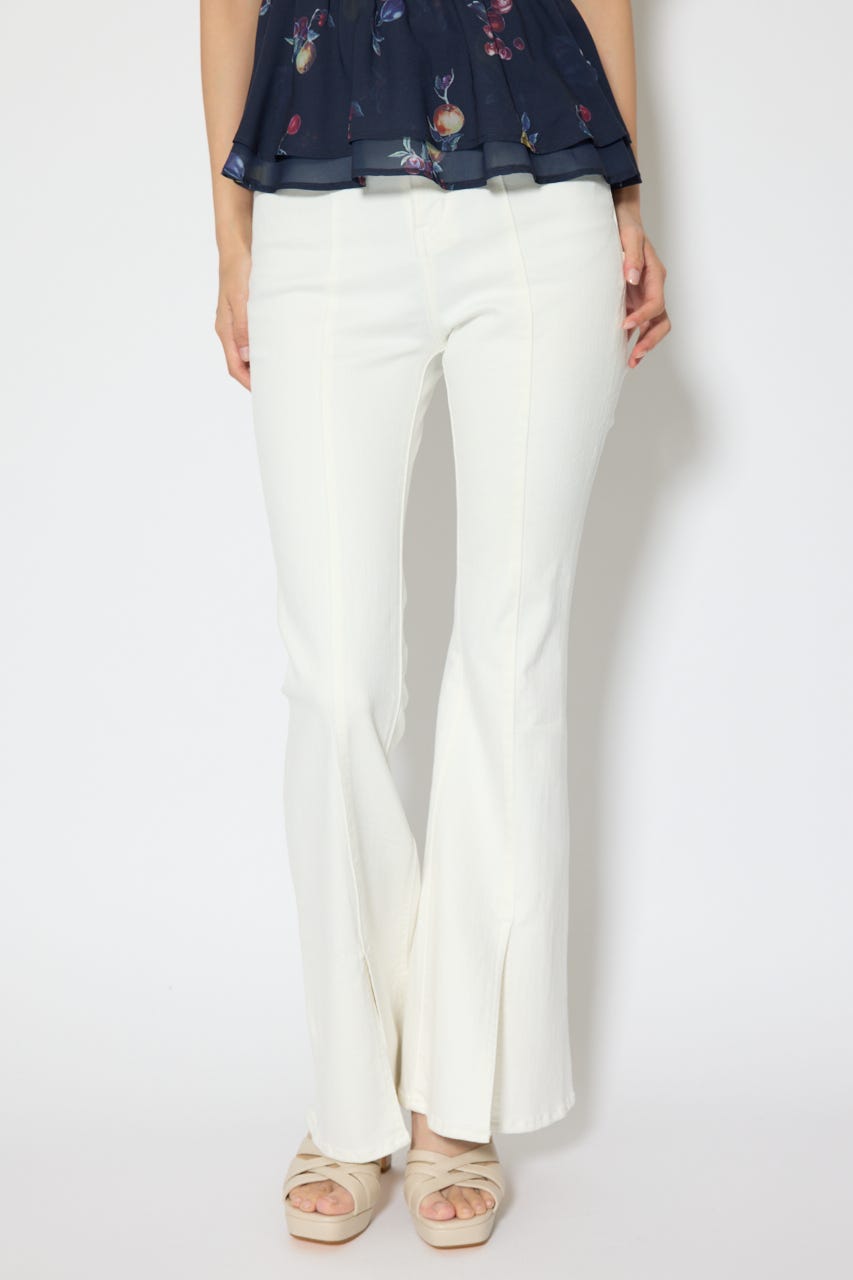 レースアップハイウエストデニムパンツ WHT XS