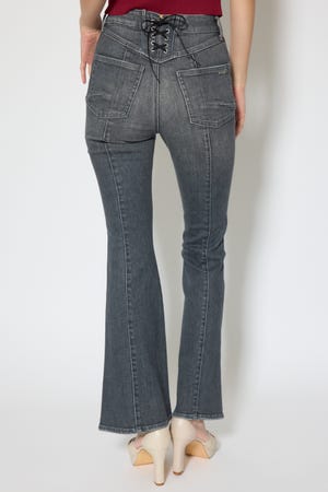 レースアップハイウエストデニムパンツ