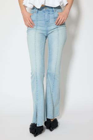 レースアップハイウエストデニムパンツ